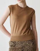 【ドゥクラッセ/DoCLASSE】の綿シルクニット・スリーブレストップス キャメル|ID: prp329100004934828 ipo3291000000037141018