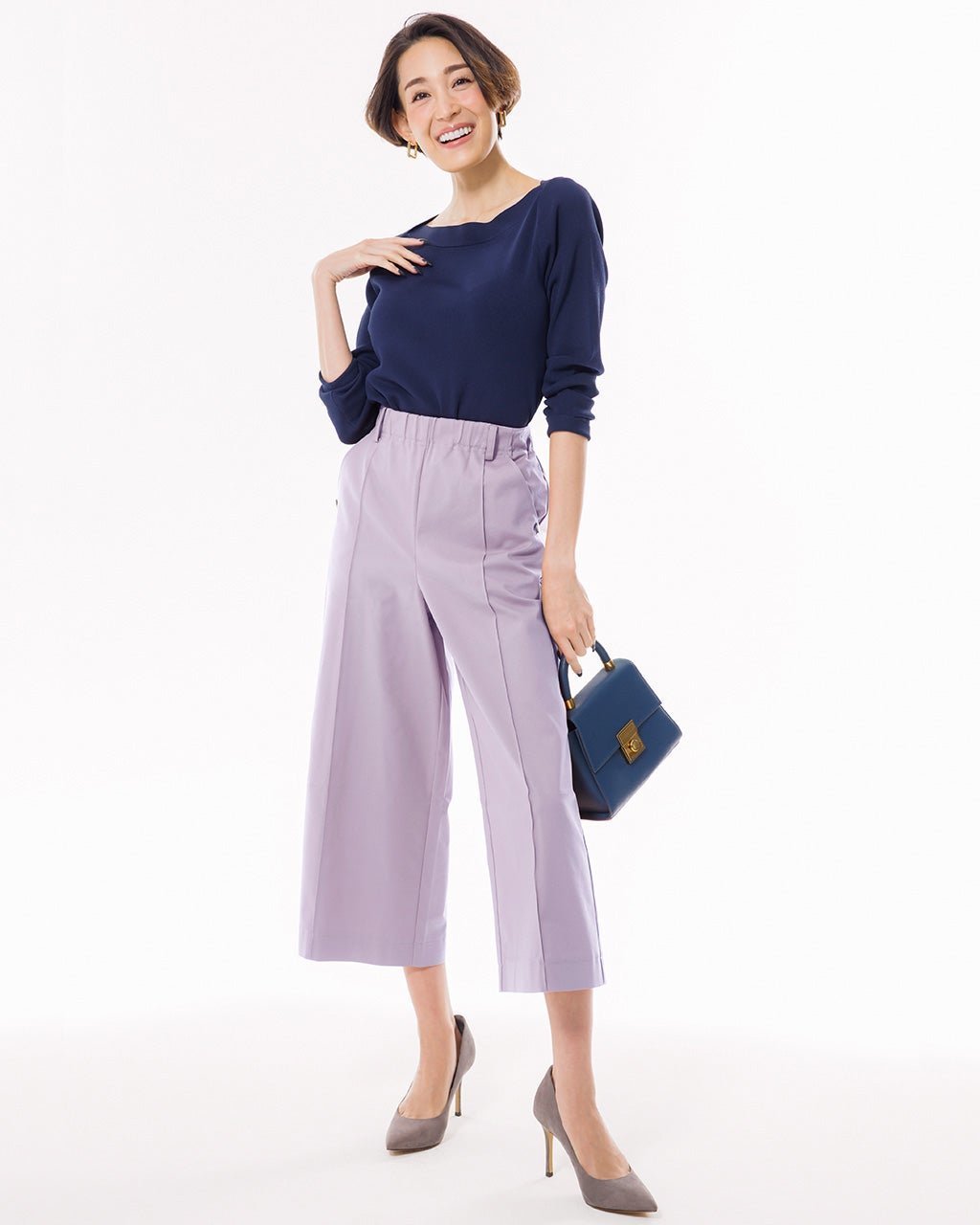 【ドゥクラッセ/DoCLASSE】のスタイルUPパンツ・ワイドクロップド インテリア・キッズ・メンズ・レディースファッション・服の通販 founy(ファニー) 　ファッション　Fashion　レディースファッション　Fashion for Women　パンツ　Pants & Trousers　ストレッチ　Stretch, Stretchy Fabric　なめらか　Smooth, Silky Texture　パターン　Pattern, Design Print　フォルム　Silhouette, Form　エレガント 上品　Elegant　ビジネス 仕事 通勤　Business / Work / Commuting　ラベンダー|ID: prp329100004934831 ipo3291000000037035557