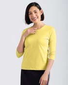 【ドゥクラッセ/DoCLASSE】のクルーネック/7分袖・ドゥクラッセTシャツ 人気、トレンドファッション・服の通販 founy(ファニー) ファッション Fashion レディースファッション Fashion for Women トップス・カットソー Cut & Sew Tops シャツ・ブラウス・オフィスカジュアル Elegant Blouses & Button-Ups ロングTシャツ・Tシャツ Longline T-Shirts & Tees カットソー・ベーシックTシャツ Cut-and-Sewn Tops / Stretch Tees & Basics カットソー Cut and Sewn Top ジャケット Jacket, Outerwear 人気 Popular, Best Seller リラックス Relax, Relaxed Fit エレガント 上品 Elegant ビジネス 仕事 通勤 Business / Work / Commuting thumbnail イエロー|ID: prp329100004934848 ipo3291000000037035614