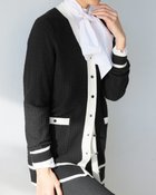 【ドゥクラッセ/DoCLASSE】のワッフルニット・配色ラインカーディガン 人気、トレンドファッション・服の通販 founy(ファニー) ファッション Fashion レディースファッション Fashion for Women トップス・カットソー Cut & Sew Tops ニット Knit Tops & Sweaters カーディガン・羽織り Layered Style Cardigans エナメル Patent Leather エレガント 上品 Elegant カーディガン Cardigan, Knitwear フラワー Flower, Floral モチーフ Motif, Design Theme モノトーン Monotone, Black and White リラックス Relax, Relaxed Fit ワッフル Waffle, Waffle Knit thumbnail ブラック|ID: prp329100004934849 ipo3291000000037035617