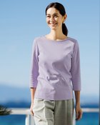 【ドゥクラッセ/DoCLASSE】のボートネック/7分袖・ドゥクラッセTシャツ(58cm丈) 人気、トレンドファッション・服の通販 founy(ファニー) ファッション Fashion レディースファッション Fashion for Women トップス・カットソー Cut & Sew Tops シャツ・ブラウス・オフィスカジュアル Elegant Blouses & Button-Ups ロングTシャツ・Tシャツ Longline T-Shirts & Tees カットソー・ベーシックTシャツ Cut-and-Sewn Tops / Stretch Tees & Basics カットソー Cut and Sewn Top 人気 Popular, Best Seller thumbnail ラベンダー|ID: prp329100004934856 ipo3291000000037035645