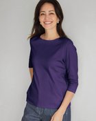 【ドゥクラッセ/DoCLASSE】のボートネック/7分袖・ドゥクラッセTシャツ(58cm丈) 茄子紺|ID: prp329100004934856 ipo3291000000037258397