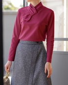 【ドゥクラッセ/DoCLASSE】の超長綿・アシメリボンハイネック プラム|ID: prp329100004934864 ipo3291000000037258439