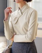 【ドゥクラッセ/DoCLASSE】の超長綿・アシメリボンハイネック アイスグレー|ID: prp329100004934864 ipo3291000000037258442