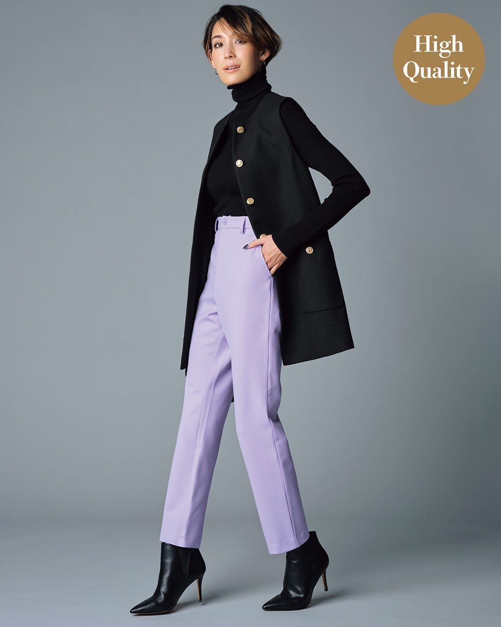 【ドゥクラッセ/DoCLASSE】のツイル裏起毛カットソー・テーパードパンツ インテリア・キッズ・メンズ・レディースファッション・服の通販 founy(ファニー) 　ファッション　Fashion　レディースファッション　Fashion for Women　パンツ　Pants & Trousers　カットソー　Cut and Sewn Top　ギャザー　Gathered, Ruffled　ツイル　Twist, Twisted Detail　フロント　Front, Front Design　エレガント 上品　Elegant　定番　Standard, Basic Item　ライラック|ID: prp329100004934877 ipo3291000000037035722