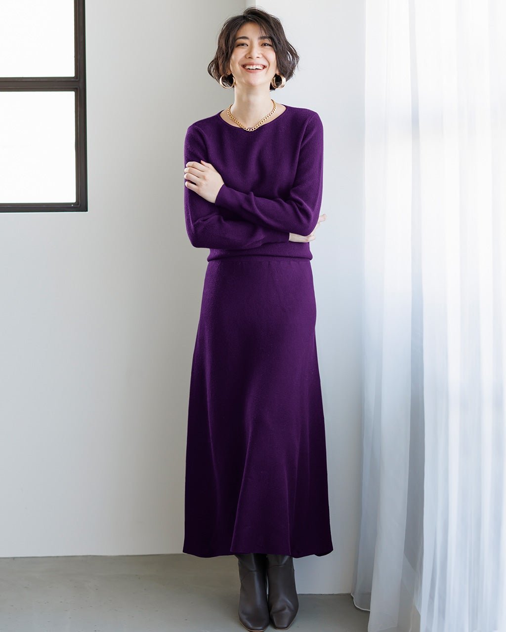 【ドゥクラッセ/DoCLASSE】のブラウジング・ニットフレアワンピース 人気、トレンドファッション・服の通販 founy(ファニー) 　ファッション　Fashion　レディースファッション　Fashion for Women　ワンピース　Dresses　ブラウジング　Blouson Silhouette, Cinched Waist　畦　Ribbed Knit　 other-1|ID: prp329100004934879 ipo3291000000037035727