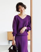 【ドゥクラッセ/DoCLASSE】の片畦編み・Vネックパフ袖セーター パープル|ID: prp329100004934881 ipo3291000000037141162