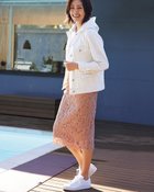 【ドゥクラッセ/DoCLASSE】のスカラップ総レース・ペンシルスカート ピンクベージュ|ID: prp329100004934976 ipo3291000000037036099