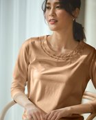 【ドゥクラッセ/DoCLASSE】のビジューデザイン・7分袖トップス キャメル|ID: prp329100004934994 ipo3291000000037098812