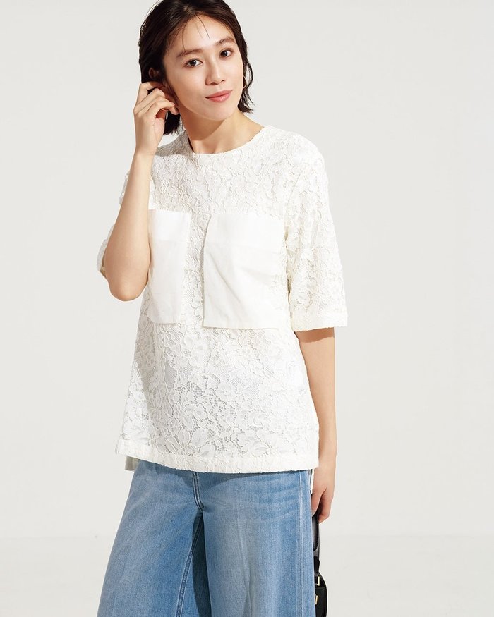 【ドゥクラッセ/DoCLASSE】のコードレース・ポケットブラウス インテリア・キッズ・メンズ・レディースファッション・服の通販 founy(ファニー) https://founy.com/ ファッション Fashion レディースファッション Fashion for Women トップス・カットソー Cut & Sew Tops シャツ・ブラウス・オフィスカジュアル Elegant Blouses & Button-Ups ビッグ Big, Oversized ポケット Pocket, Pocket Detail レース Lace, Lace Fabric |ID: prp329100004935003 ipo3291000000037036180