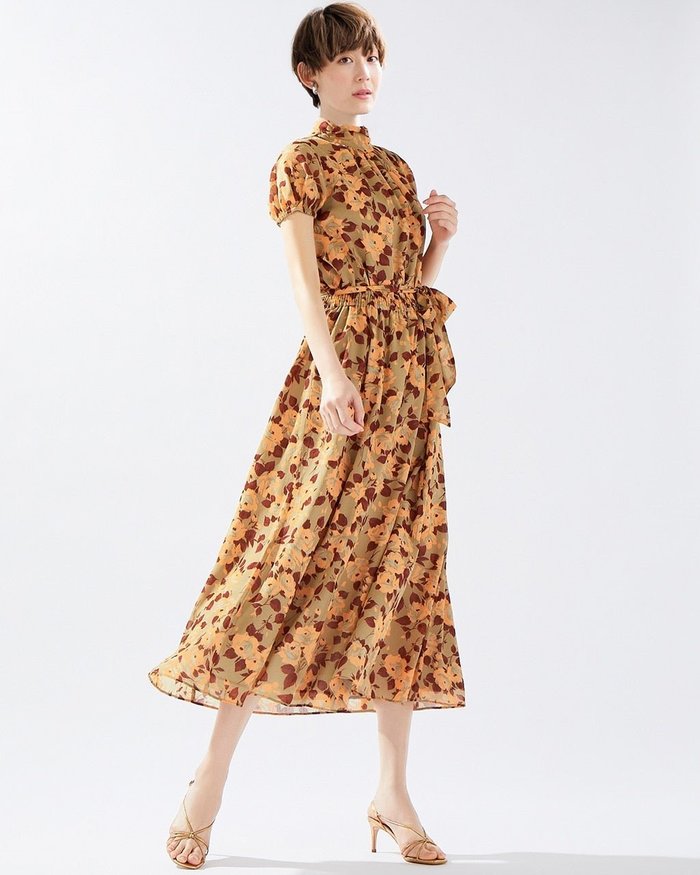 【ドゥクラッセ/DoCLASSE】の楊柳ジョーゼット・ギャザーネックワンピース インテリア・キッズ・メンズ・レディースファッション・服の通販 founy(ファニー) https://founy.com/ ファッション Fashion レディースファッション Fashion for Women ワンピース Dresses サンダル Sandals, Summer Shoes ジャケット Jacket, Outerwear ジョーゼット Georgette, Semi-Sheer Fabric プリント Print, Printed Pattern リボン Ribbon, Bow 夏 Summer |ID: prp329100004935005 ipo3291000000037141386