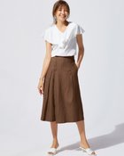 【ドゥクラッセ/DoCLASSE】のストレッチリネン・スカートライクパンツ ブラウン|ID: prp329100004935008 ipo3291000000037258726