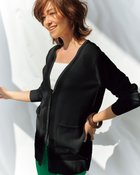 【ドゥクラッセ/DoCLASSE】のラメ切替え・Vネックカーディガン ブラック|ID: prp329100004935023 ipo3291000000037036239