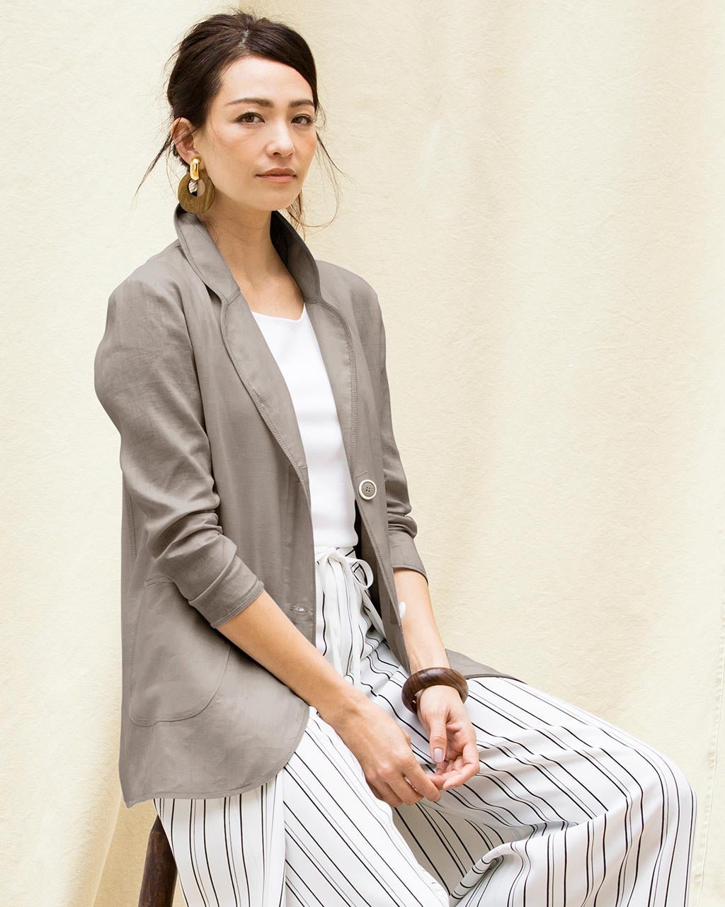 【ドゥクラッセ/DoCLASSE】の21番リネン・異素材切替ジャケット インテリア・キッズ・メンズ・レディースファッション・服の通販 founy(ファニー) 　ファッション　Fashion　レディースファッション　Fashion for Women　アウター　Coat / Outerwear Collection　レディースジャケット・軽アウター　Jackets　カットソー　Cut and Sewn Top　ジャケット　Jacket, Outerwear　リネン　Linen, Linen Fabric　ロング　Long, Long-Length　切替　Switching, Contrast Panel　夏　Summer　春　Spring　鹿の子　Piqué, Kanoko Fabric　トープ|ID: prp329100004935069 ipo3291000000037036376