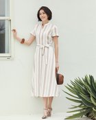 【ドゥクラッセ/DoCLASSE】のソフトリネン・シャツワンピース ベージュストライプ|ID: prp329100004935116 ipo3291000000037235761