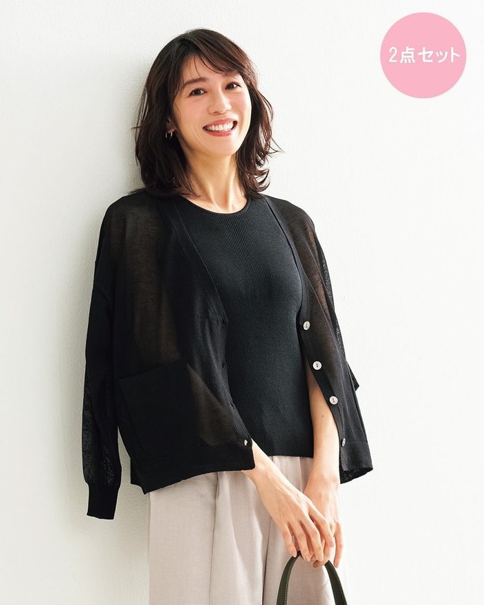 【ドゥクラッセ/DoCLASSE】のシアーニット・インナー付きアンサンブル インテリア・キッズ・メンズ・レディースファッション・服の通販 founy(ファニー) https://founy.com/ ファッション Fashion レディースファッション Fashion for Women トップス・カットソー Cut & Sew Tops ニット Knit Tops & Sweaters カーディガン・羽織り Layered Style Cardigans アンサンブルニット Knit Ensembles & Twin Sets アンサンブル Ensemble Set インナー Innerwear カーディガン Cardigan, Knitwear トレンド Trend, Trending Now ノースリーブ Sleeveless, No-Sleeve |ID: prp329100004935123 ipo3291000000037103519