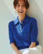 【ドゥクラッセ/DoCLASSE】の透かし柄・コットンポロニット 人気、トレンドファッション・服の通販 founy(ファニー) ファッション Fashion レディースファッション Fashion for Women トップス・カットソー Cut & Sew Tops ニット Knit Tops & Sweaters コンパクト Compact, Small Size スカラップ Scallop, Scalloped Edge セーター Sweater, Knitwear ブラウジング Blouson Silhouette, Cinched Waist ポロシャツ Polo Shirt, Collared Tee メタル Metal, Metal Parts 夏 Summer 定番 Standard, Basic Item 春 Spring S/S・春夏 SS, Spring/Summer, Warm Season 透かし Cut-Out, Lacework thumbnail ブルー|ID: prp329100004935124 ipo3291000000037036549