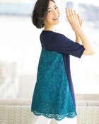 【ドゥクラッセ/DoCLASSE】のUVニット・バックレースチュニック ミッドナイトブルー|ID: prp329100004935153 ipo3291000000037235401