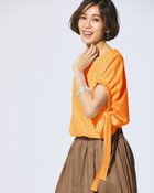 【ドゥクラッセ/DoCLASSE】のリボンスリット・ポンチョ風トップス キャメル|ID: prp329100004935240 ipo3291000000037235696