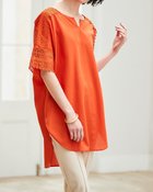 【ドゥクラッセ/DoCLASSE】のレースデザイン・キーネックチュニック オレンジ|ID: prp329100004935269 ipo3291000000037036968