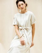【ドゥクラッセ/DoCLASSE】のリネンストレッチ・パフスリーブワンピース ベージュ&times;ホワイト|ID: prp329100004935285 ipo3291000000037235934
