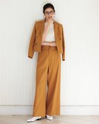 【ドゥクラッセ/DoCLASSE】のハイストレッチリネン・ワイドパンツ ブラウン|ID: prp329100004935326 ipo3291000000037141983