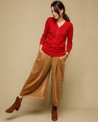 【ドゥクラッセ/DoCLASSE】のベルベット調・ギャザーパンツ キャメル|ID: prp329100004935377 ipo3291000000037142099