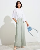 【ドゥクラッセ/DoCLASSE】のリネン混ドビー・セーラーパンツ グレー|ID: prp329100004935412 ipo3291000000037098956