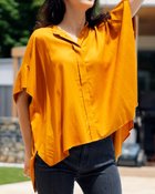 【ドゥクラッセ/DoCLASSE】のドレーピーリネン・バンドカラーブラウス ライトキャメル|ID: prp329100004935425 ipo3291000000037098967