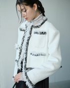 【ドゥクラッセ/DoCLASSE】のリングツイード・ノーカラートリムジャケット ホワイト|ID: prp329100004935438 ipo3291000000037142229