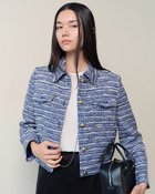 【ドゥクラッセ/DoCLASSE】のファンシーツイード・衿付きジャケット 人気、トレンドファッション・服の通販 founy(ファニー) ファッション Fashion レディースファッション Fashion for Women アウター Coat / Outerwear Collection レディースジャケット・軽アウター Jackets 新作・新入荷 New Arrivals / New In イタリア Italy エレガント 上品 Elegant コンパクト Compact, Small Size ジャケット Jacket, Outerwear ツイード Twill, Twill Weave デニム Denim, Jeans Material ベスト Vest, Waistcoat メタル Metal, Metal Parts thumbnail ブルー|ID: prp329100004935440 ipo3291000000037037470