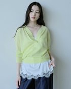 【ドゥクラッセ/DoCLASSE】のドレープウール・深Vネックセーター ライム|ID: prp329100004935457 ipo3291000000037037518