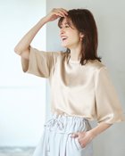 【ドゥクラッセ/DoCLASSE】のダブルサテン・ハーフスリーブブラウス ストーン|ID: prp329100004935475 ipo3291000000037247237