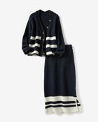【ドゥクラッセ/DoCLASSE】のツイーディニット・カーデセットアップ ネイビーXオフ|ID: prp329100004935485 ipo3291000000037236741