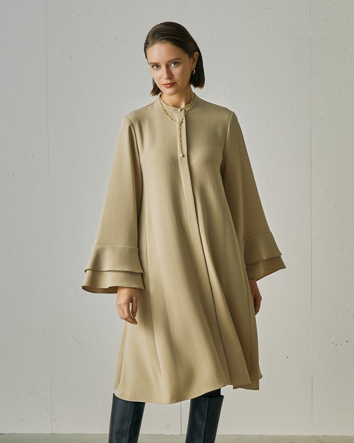 【ドゥクラッセ/DoCLASSE】の二重織ストレッチ・フリル袖ワンピース インテリア・キッズ・メンズ・レディースファッション・服の通販 founy(ファニー) https://founy.com/ ファッション Fashion レディースファッション Fashion for Women ワンピース Dresses なめらか Smooth, Silky Texture ストレッチ Stretch, Stretchy Fabric ダブル Double, Double-Breasted フリル Frill, Ruffle |ID: prp329100004935489 ipo3291000000037103681