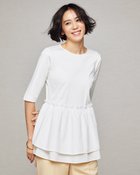 【ドゥクラッセ/DoCLASSE】の異素材コンビティアードペプラムトップス 人気、トレンドファッション・服の通販 founy(ファニー) ファッション Fashion レディースファッション Fashion for Women トップス・カットソー Cut & Sew Tops シャツ・ブラウス・オフィスカジュアル Elegant Blouses & Button-Ups ロングTシャツ・Tシャツ Longline T-Shirts & Tees カットソー・ベーシックTシャツ Cut-and-Sewn Tops / Stretch Tees & Basics なめらか Smooth, Silky Texture カットソー Cut and Sewn Top シルケット Silket, Silky Cotton ティアード Tiered, Tiered Style フォルム Silhouette, Form エレガント 上品 Elegant thumbnail オフホワイト|ID: prp329100004935501 ipo3291000000037037681