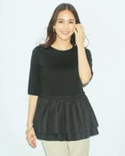 【ドゥクラッセ/DoCLASSE】の異素材コンビティアードペプラムトップス 人気、トレンドファッション・服の通販 founy(ファニー) ファッション Fashion レディースファッション Fashion for Women トップス・カットソー Cut & Sew Tops シャツ・ブラウス・オフィスカジュアル Elegant Blouses & Button-Ups ロングTシャツ・Tシャツ Longline T-Shirts & Tees カットソー・ベーシックTシャツ Cut-and-Sewn Tops / Stretch Tees & Basics なめらか Smooth, Silky Texture カットソー Cut and Sewn Top シルケット Silket, Silky Cotton ティアード Tiered, Tiered Style フォルム Silhouette, Form エレガント 上品 Elegant thumbnail ブラック|ID: prp329100004935501 ipo3291000000037037683