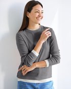 【ドゥクラッセ/DoCLASSE】のコットンガーゼ・配色クルーネック/長袖 チャコール|ID: prp329100004935504 ipo3291000000037236600
