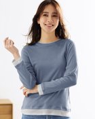 【ドゥクラッセ/DoCLASSE】のコットンガーゼ・配色クルーネック/長袖 ブルーグレー|ID: prp329100004935504 ipo3291000000037236601