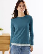 【ドゥクラッセ/DoCLASSE】のコットンガーゼ・配色クルーネック/長袖 ダークピーコック|ID: prp329100004935504 ipo3291000000037236604