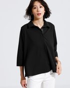 【ドゥクラッセ/DoCLASSE】のストレッチジョーゼット・スキッパーシャツ ブラック|ID: prp329100004935507 ipo3291000000037247175