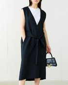 【ドゥクラッセ/DoCLASSE】の二重織りエア・Vネックワンピース ブラック|ID: prp329100004935510 ipo3291000000037099015