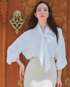 【ドゥクラッセ/DoCLASSE】のアセテートツイル・ボウタイブラウス 人気、トレンドファッション・服の通販 founy(ファニー) ファッション Fashion レディースファッション Fashion for Women トップス・カットソー Cut & Sew Tops シャツ・ブラウス・オフィスカジュアル Elegant Blouses & Button-Ups クール Cool, Chic シルキー Silky, Smooth Texture シルク Silk, 100% Silk ストール Stole, Wrap フォルム Silhouette, Form リボン Ribbon, Bow エレガント 上品 Elegant thumbnail ホワイト|ID: prp329100004935541 ipo3291000000037037836