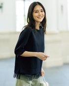 【ドゥクラッセ/DoCLASSE】のライトダンボールニット・レイヤードトップス ミッドナイトブルー|ID: prp329100004935709 ipo3291000000037234874