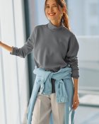 【ドゥクラッセ/DoCLASSE】のシルキーダンボール・異素材ハイネック カーキグレー|ID: prp329100004935717 ipo3291000000037039320