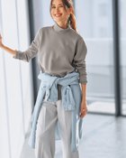 【ドゥクラッセ/DoCLASSE】のシルキーダンボール・異素材ハイネック グレー|ID: prp329100004935717 ipo3291000000037039325