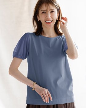 【ドゥクラッセ/DoCLASSE】 異素材ミックス・シアースリーブカットソー人気、トレンドファッション・服の通販 founy(ファニー) ファッション Fashion レディースファッション Fashion for Women トップス・カットソー Cut & Sew Tops シャツ・ブラウス・オフィスカジュアル Elegant Blouses & Button-Ups ロングTシャツ・Tシャツ Longline T-Shirts & Tees カットソー・ベーシックTシャツ Cut-and-Sewn Tops / Stretch Tees & Basics カットソー Cut and Sewn Top ジョーゼット Georgette, Semi-Sheer Fabric エレガント 上品 Elegant 鹿の子 Piqué, Kanoko Fabric |ID:prp329100004935754