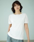 【ドゥクラッセ/DoCLASSE】の異素材ミックス・シアースリーブカットソー オフホワイト|ID: prp329100004935754 ipo3291000000037255514