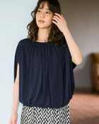 【ドゥクラッセ/DoCLASSE】のUVスラブ・ギャザーブラウジングトップス 人気、トレンドファッション・服の通販 founy(ファニー) ファッション Fashion レディースファッション Fashion for Women トップス・カットソー Cut & Sew Tops シャツ・ブラウス・オフィスカジュアル Elegant Blouses & Button-Ups ロングTシャツ・Tシャツ Longline T-Shirts & Tees カットソー・ベーシックTシャツ Cut-and-Sewn Tops / Stretch Tees & Basics カットソー Cut and Sewn Top ギャザー Gathered, Ruffled スリット Slit, Slit Detail ドレープ Drape, Draping Fabric エレガント 上品 Elegant 人気 Popular, Best Seller 夏 Summer 旅行 Travel thumbnail ネイビー|ID: prp329100004935755 ipo3291000000037039555