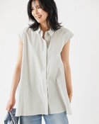 【ドゥクラッセ/DoCLASSE】のピュアコットン・ランダムストライプロングシャツ 人気、トレンドファッション・服の通販 founy(ファニー) ファッション Fashion レディースファッション Fashion for Women トップス・カットソー Cut & Sew Tops シャツ・ブラウス・オフィスカジュアル Elegant Blouses & Button-Ups ストライプ Stripe, Striped Pattern スマート Smart, Elegant チュニック Tunic, Long Top ロング Long, Long-Length 夏 Summer 定番 Standard, Basic Item thumbnail ライトグレー|ID: prp329100004935757 ipo3291000000037039567